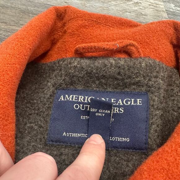 Vintage American Eagle Orange XL Wool Acrylic Snap Button Sherpa Lined Jacket - Picture 5 of 10